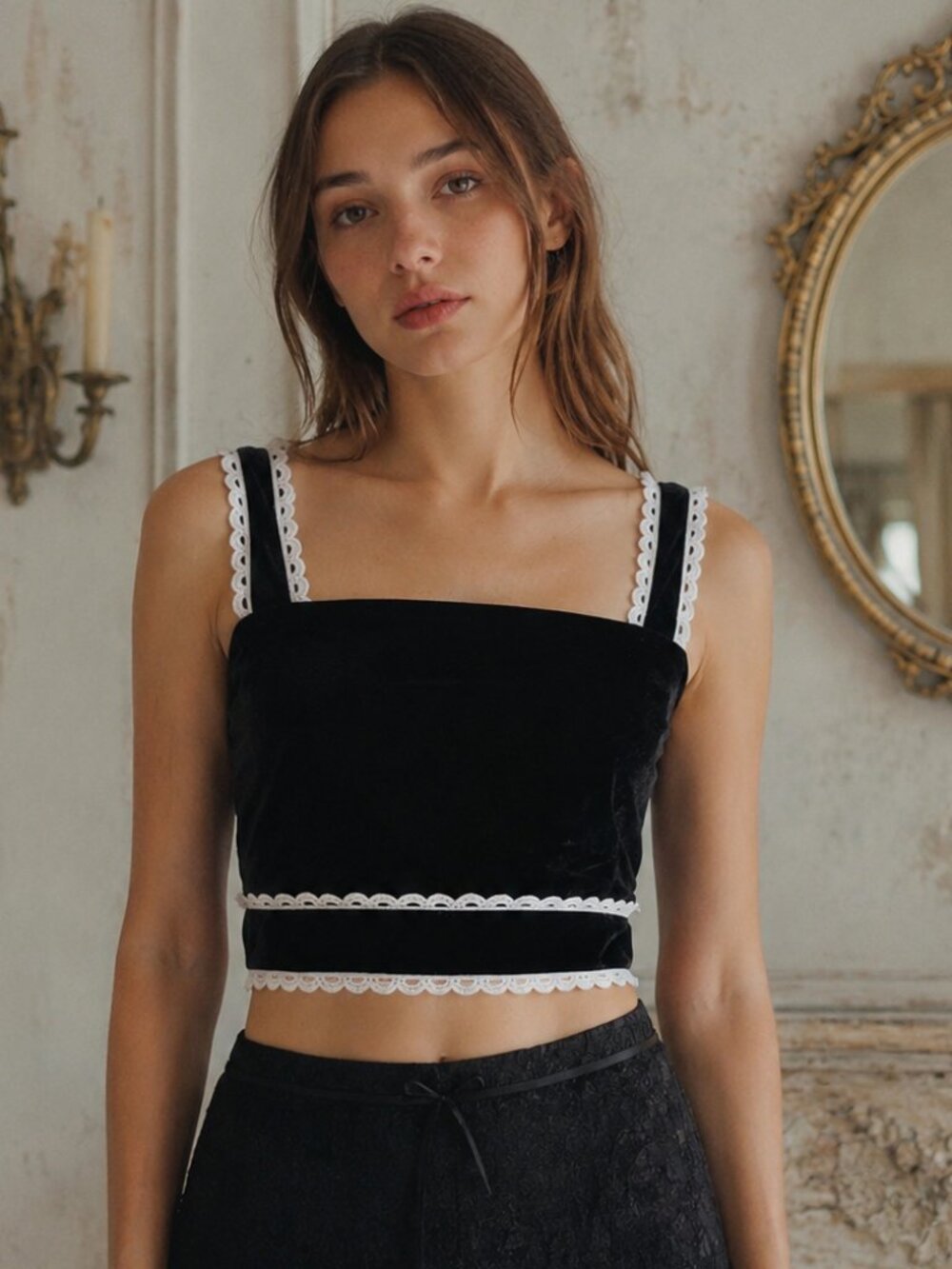 ENDLESS ROSE Velvet Crop Top, Size Small - Picture 1 of 5